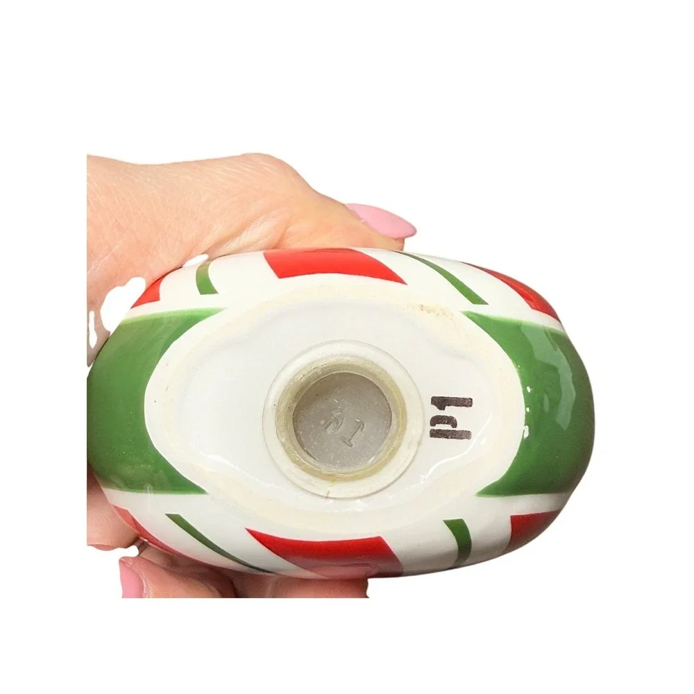 Pier 1 Imports Candy Cane Salt Pepper Shakers Christmas Peppermint‎ Stoneware